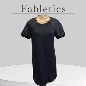 Fabletics Activewear Black & Gray Casual Short Sleeve Sweatshirt Shift Dress Med